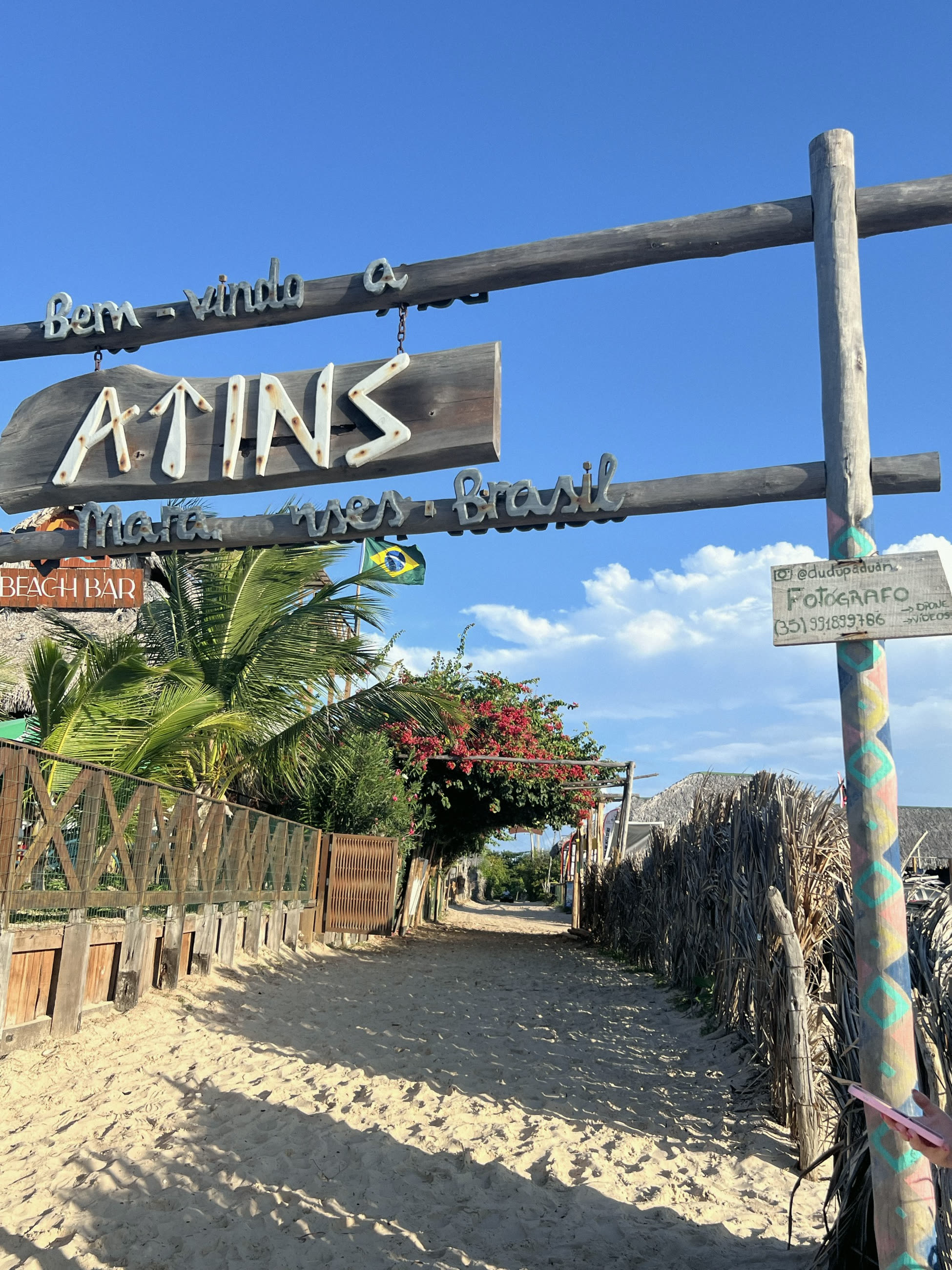 The welcome sign at Atins